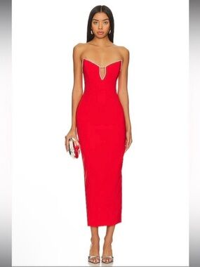 Runaway The Label Bec Midi Dress in Red size Medium NWT